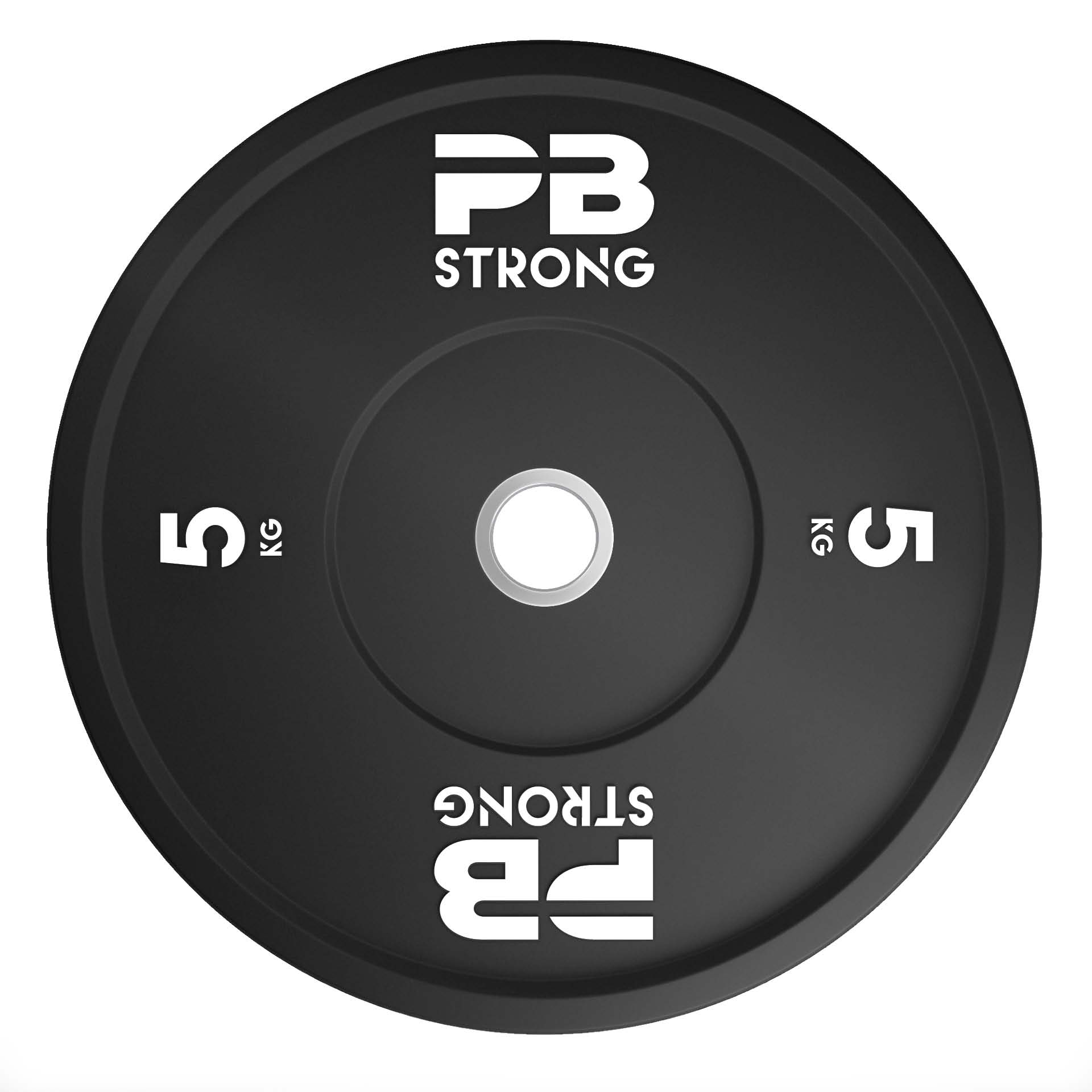 PB Strong weight plate rubber black (pcs) 5 kg white lettering PB Strong weight plate rubber black (pcs) 5 kg white lettering