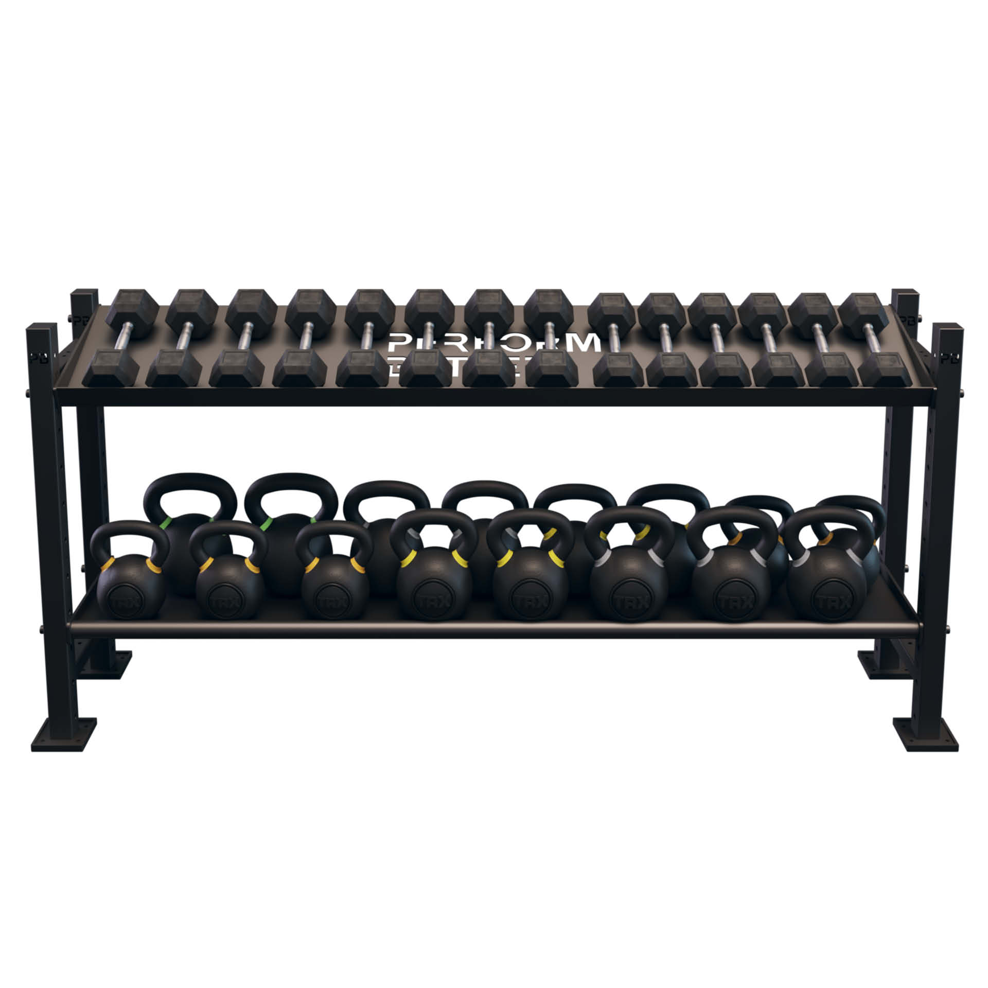 Perform Better Multi Storage 0.90m dumbbell and kettlebell rack 2 shelves (set)