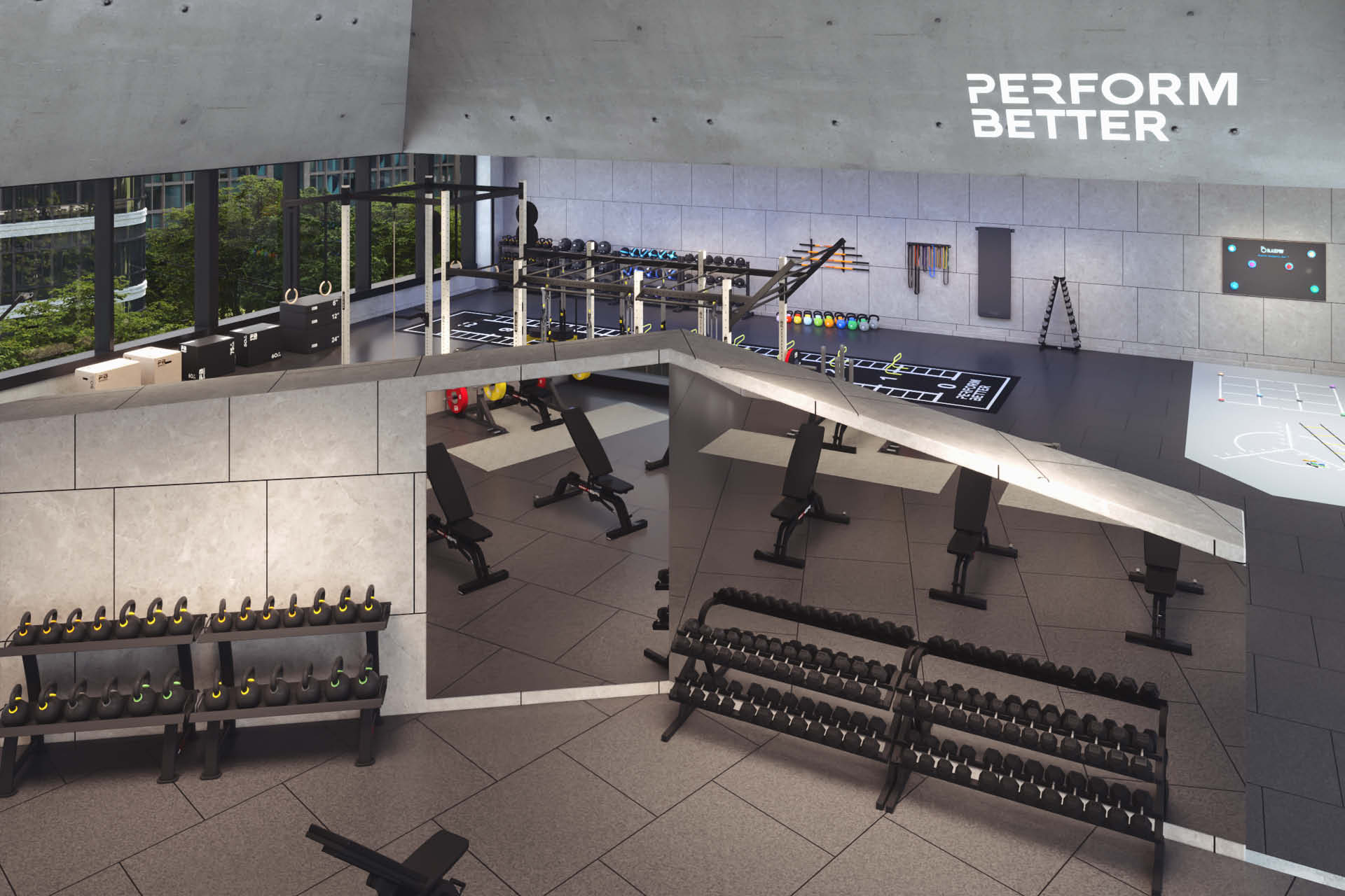 5 GYM und Digital Design eines modernen Functional Training Studios