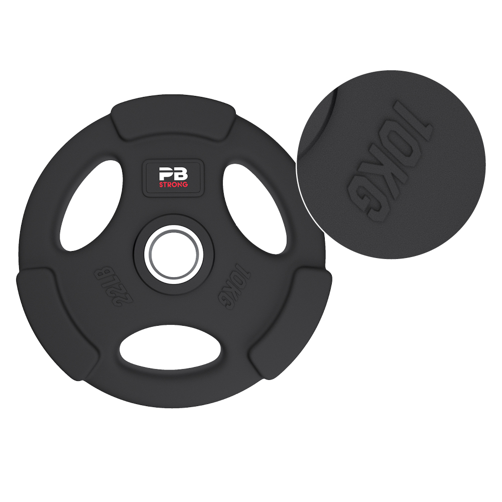 PB Strong 3-Griff Hantelscheibe gummiert Schwarz (Stk) 10 kg PB Strong 3-Griff Hantelscheibe gummiert Schwarz (Stk) 10 kg