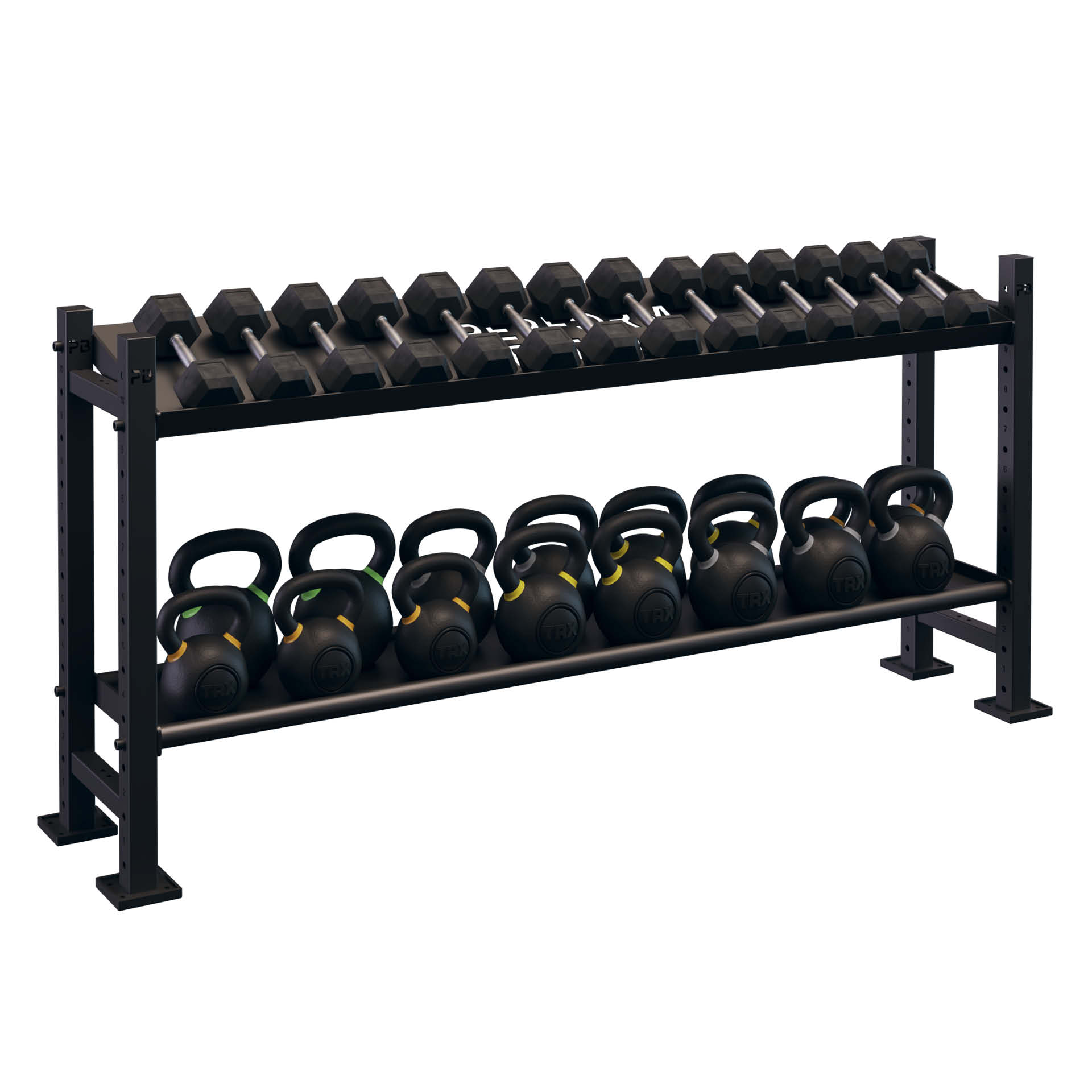 Perform Better Multi Storage 0.90m dumbbell and kettlebell rack 2 shelves (set)