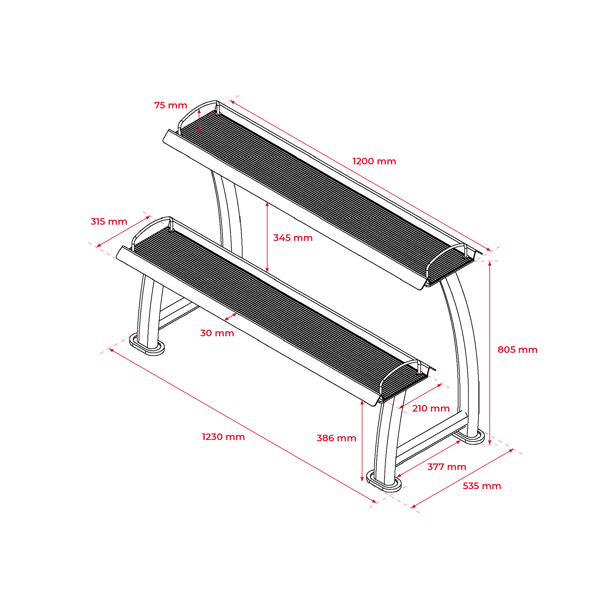 PB Strong Kettlebellregal 2-stufig Schwarz PB Strong Kettlebellregal 2-stufig Schwarz
