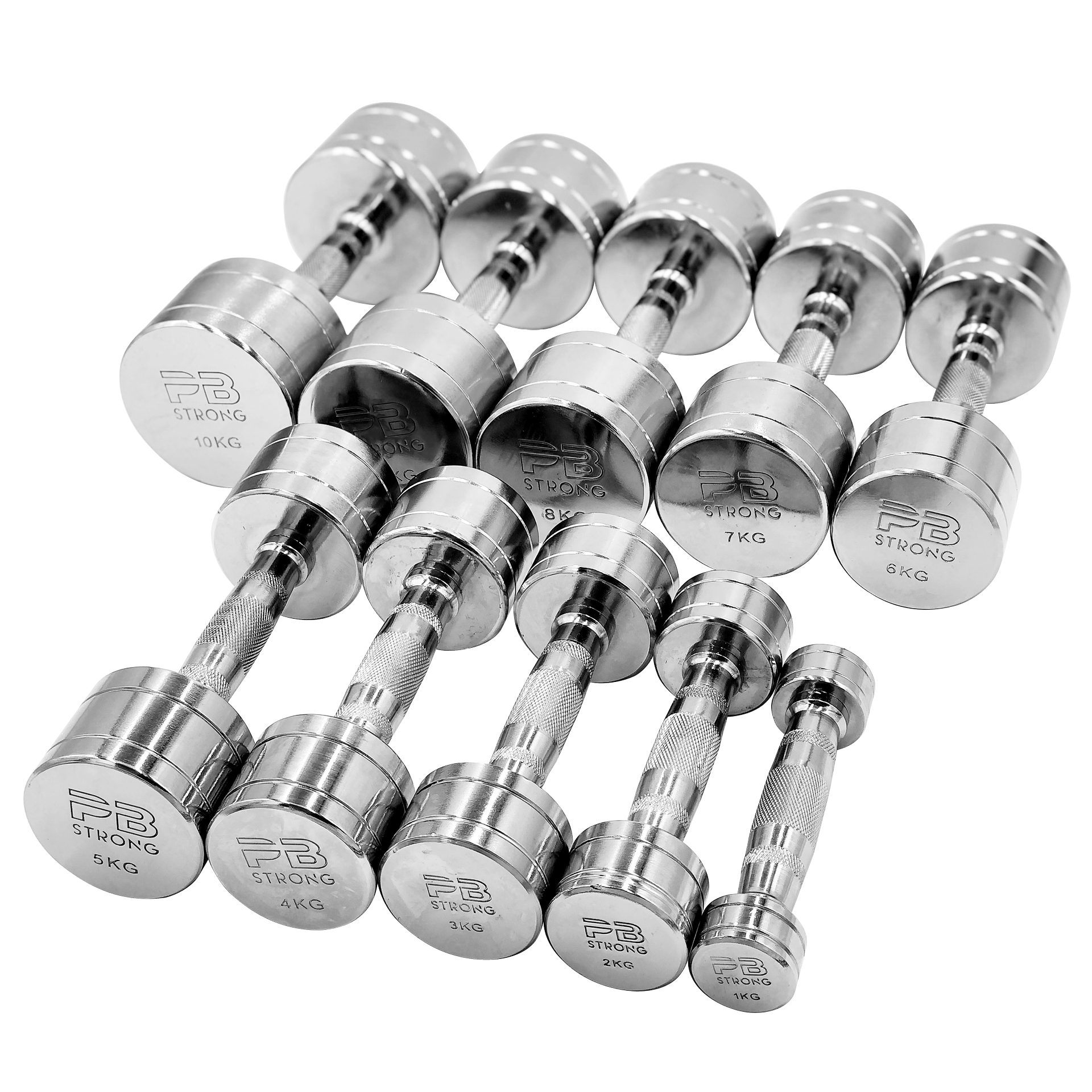 Chrome best sale dumbbell set